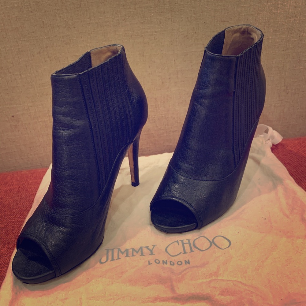 Jimmy Choo Peep toe Leather booties